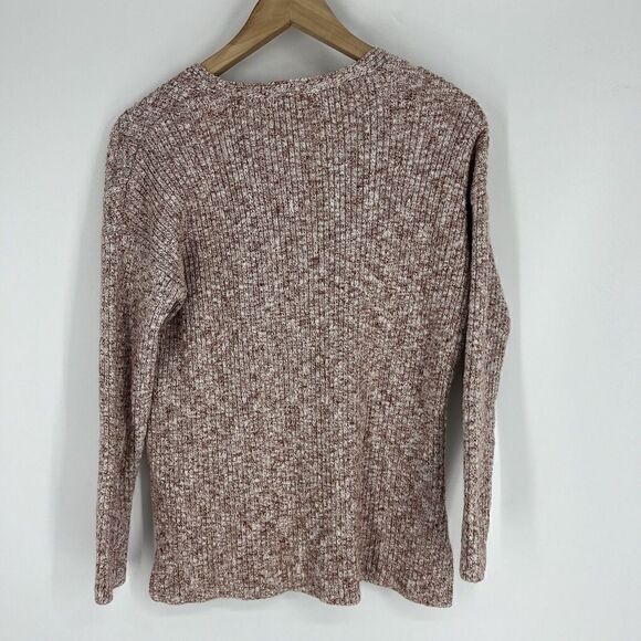 Loft Sweater Size Large Womens Rust Ribbed Knit V Neck Pullover Dolman Sleeve - Picture 5 of 7